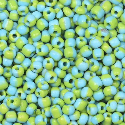 Dual Color Striped Seed Glass Beads 4mm Orange Green 900pcs 2