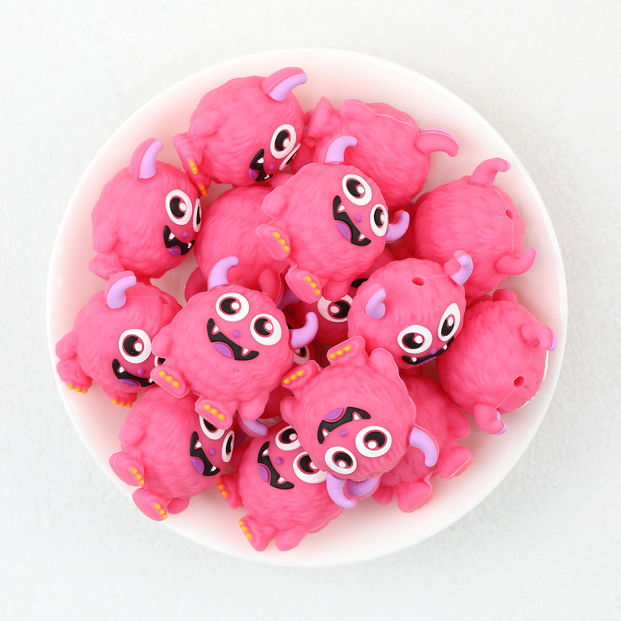  3D Cute Horned Monster Silicone Focal Beads 20Pcs 5