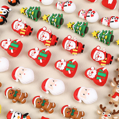 Silicone 3D Focal Beads Christmas Gingerbread Man Santa Claus Gift 20pcs 5