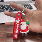 Soft Rubber Christmas Tree and Santa Claus Keychain with Red Strap 7
