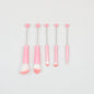 Beadable Makeup Brush Set Metal Handle Artificial Fiber Bristles 5pcs - Pink