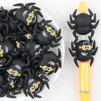 3D Black Spider Silicone Focal Beads Wholesale, Halloween Yellow-Eyed Design