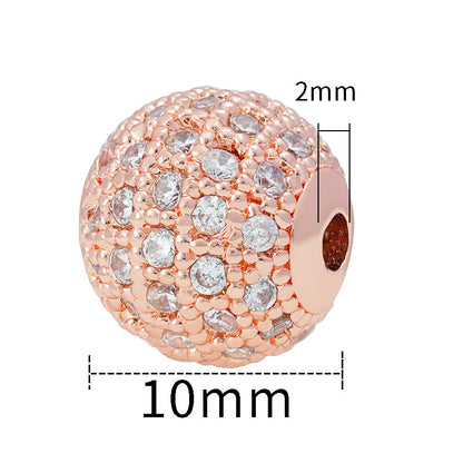 Fancy Zirconia Paved Brass Round Beads 6mm 8mm 10mm 30pcs 8
