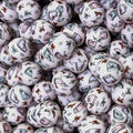 15mm Silicone Beads Bow Book Print Printed Multi-Color 50pcs