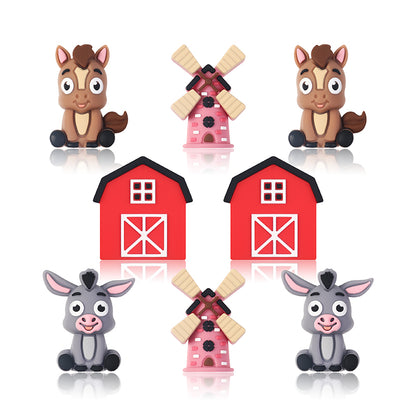 Silicone 3D Focal Beads Farm Animal Donkey Tuft of Hair 20pcs 10