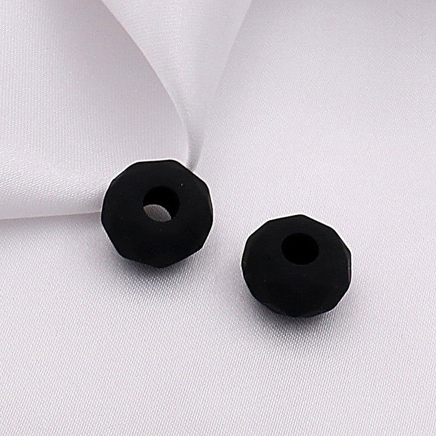 Acrylic Faceted Spacer Beads 14mm Rubberized Finish 40pcs - black