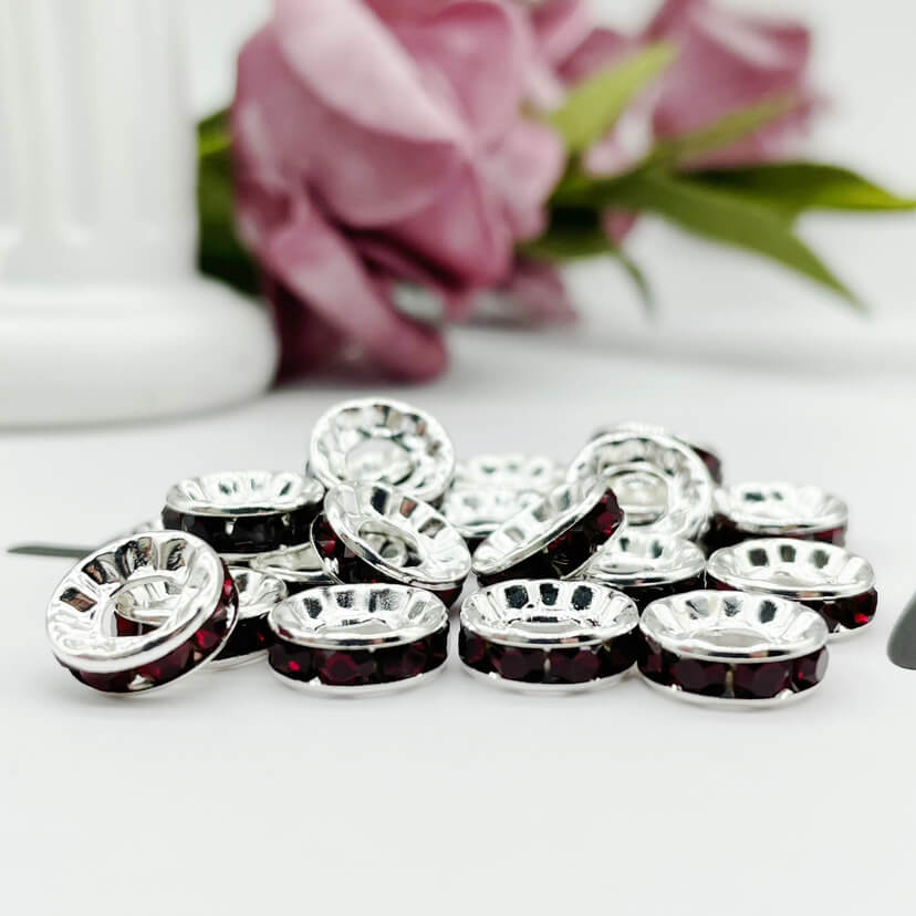 Copper Round Spacer Beads 10mm Large Hole Rhinestone 100pcs 12