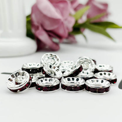 Copper Round Spacer Beads 10mm Large Hole Rhinestone 100pcs 12