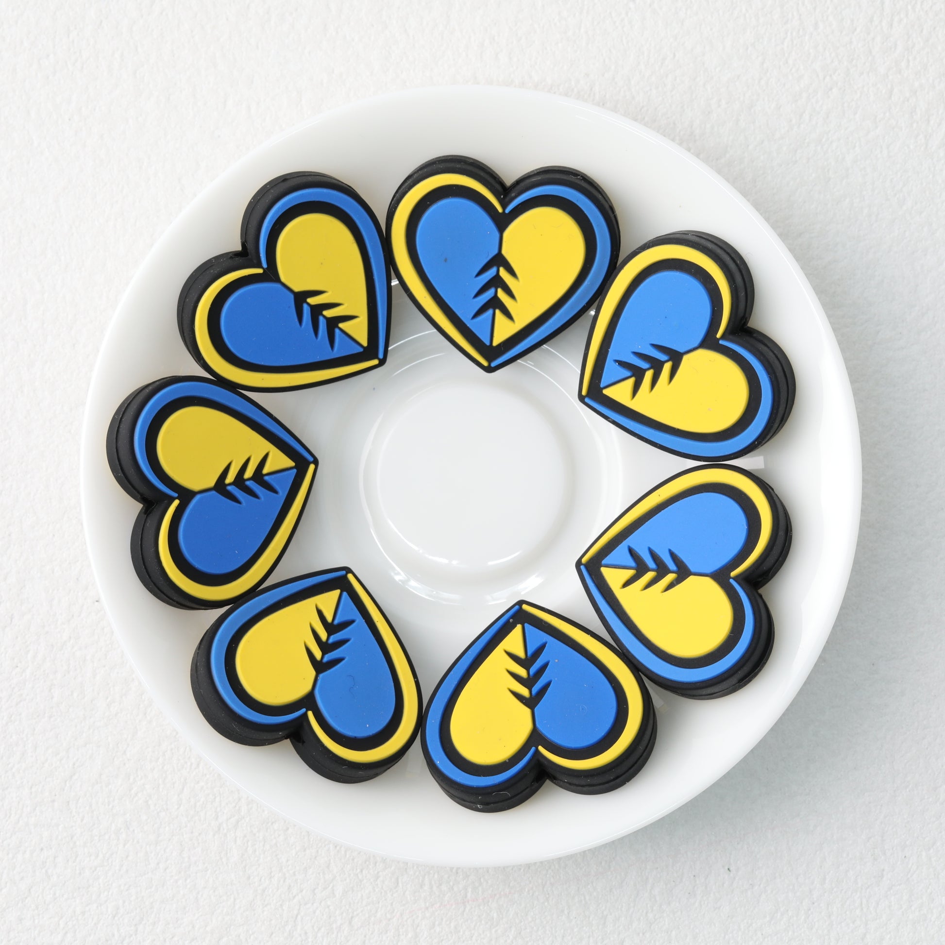 Yellow Blue Heart Silicone Focal Beads 20 pcs 2