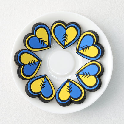Yellow Blue Heart Silicone Focal Beads 20 pcs 2