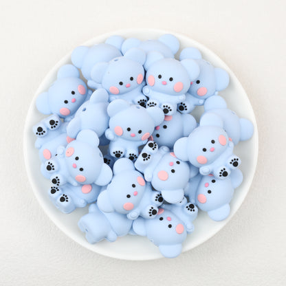 3D Animal Silicone Focal Beads Cute Rabbit Dog Design 20pcs