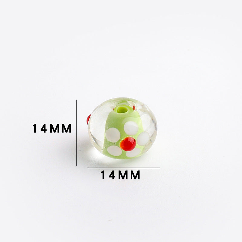 Dopamine-Themed Flower Glass Beads 14mm 10pcs 9