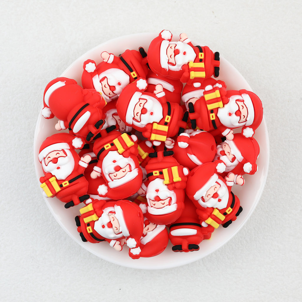 3D Full Body Red Santa Claus Silicone Focal Beads