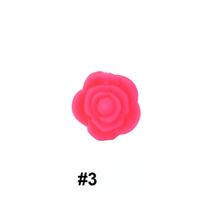 Double-Sided Flower Silicone Beads Multi Color Solid 50pcs 7