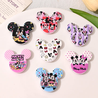 Cute Cartoon Mouse Head Acrylic Flat Beads 34mm 10pcs 2