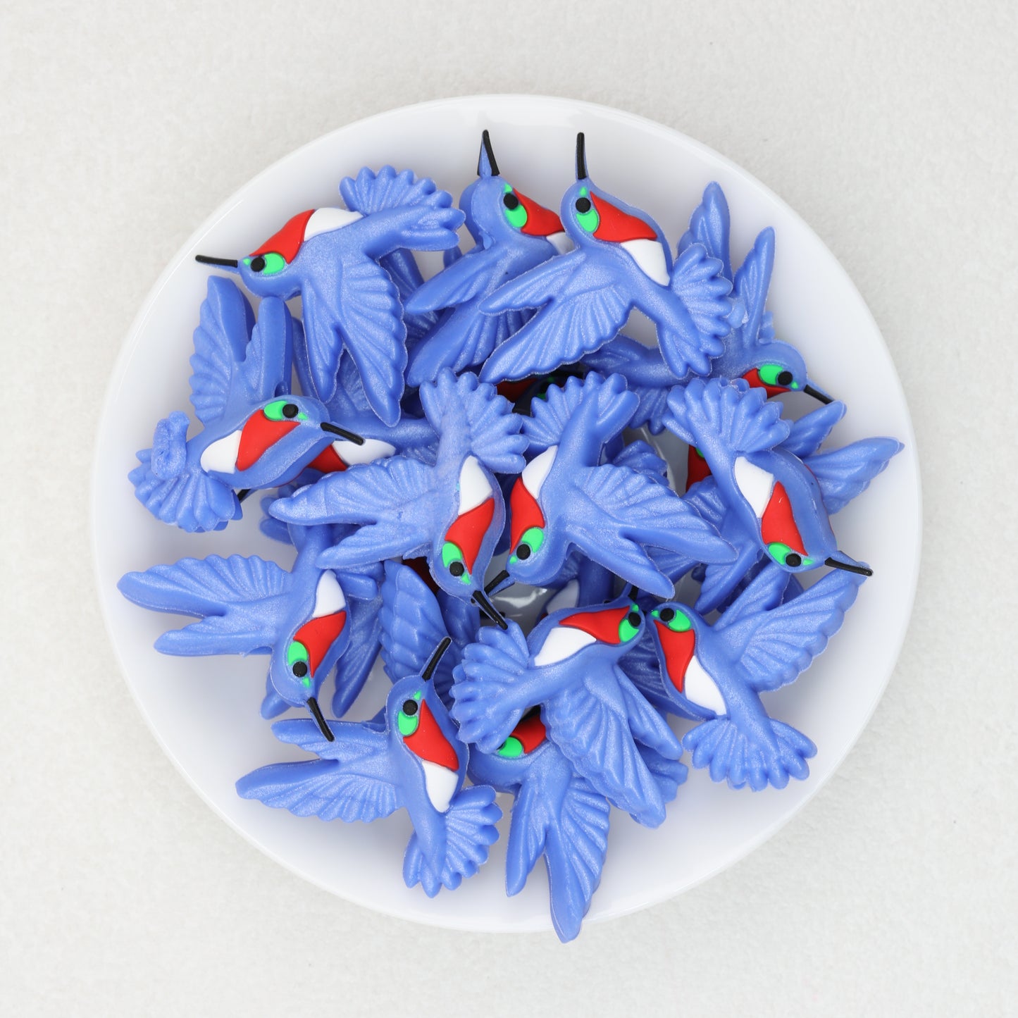 3D Colorful Hummingbird Silicone Focal Beads 20 pcs 3