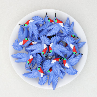 3D Colorful Hummingbird Silicone Focal Beads 20 pcs 3