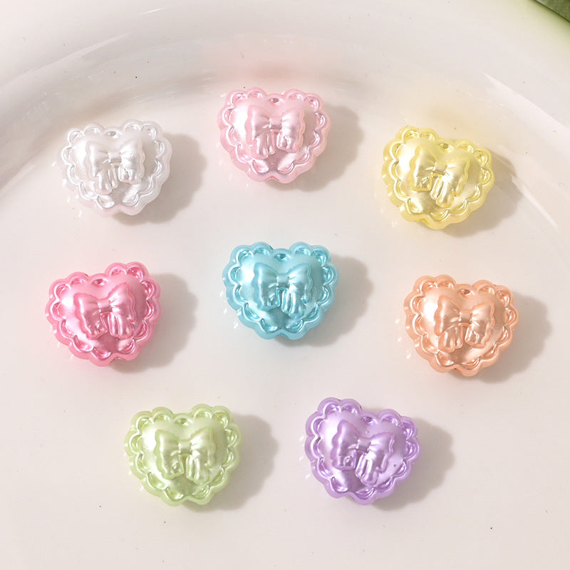 Glossy Heart Bow Acrylic Beads 16mm Approximately 100 Pcs