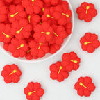 Deep Red Silicone Hibiscus Flower Focal Beads 20pcs