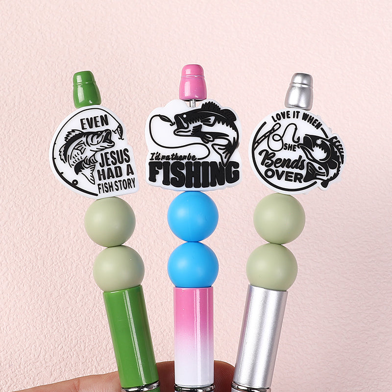 Silicone Focal Beads Fishing Theme Bold Fish and Hook Designs 20pcs 8