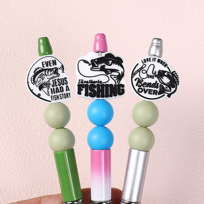 Silicone Focal Beads Fishing Theme Bold Fish and Hook Designs 20pcs 8