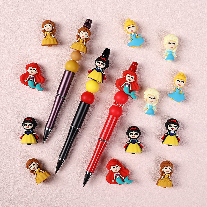 Silicone 3D Focal Beads Princess Smiling Face Colorful Design 6