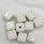 Printed Square Acrylic Beads 14mm Fresh Pink Tone 10pcs 11