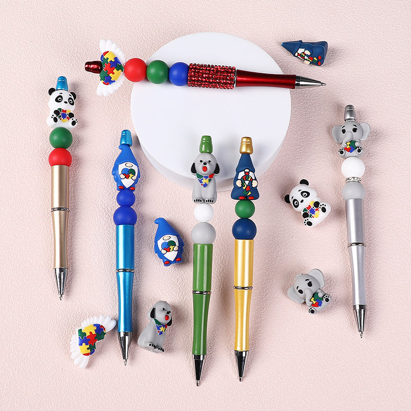 Silicone 3D Focal Beads Autism Pet Love Puzzle Pattern Puppies Panda 9