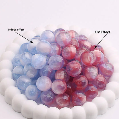 Color Changing Glitter Resin Beads 10/16mm Sparkle Mixed 10pcs 12