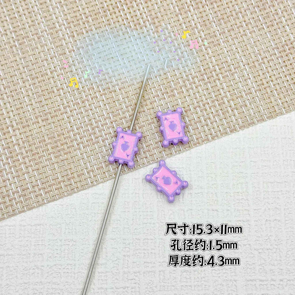 Baking Painted Poker Metal Beads 15mm Colorful Whimsical Design 10pcs 17