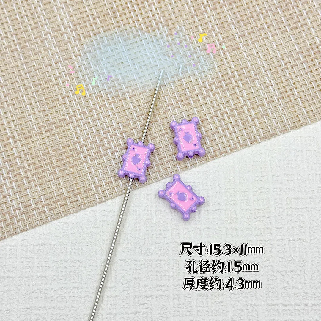 Baking Painted Poker Metal Beads 15mm Colorful Whimsical Design 10pcs 17