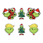 Silicone Focal Beads Christmas Grinch Face With Santa Hat 20pcs 10