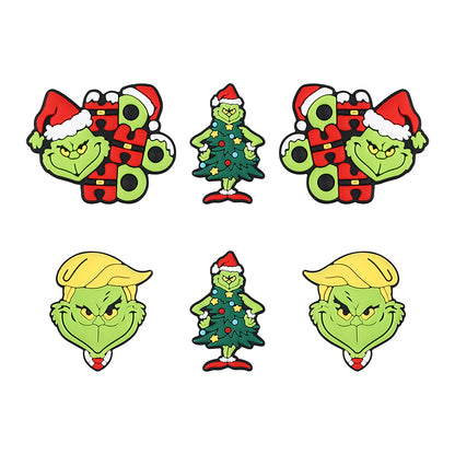 Silicone Focal Beads Christmas Grinch Face With Santa Hat 20pcs 10