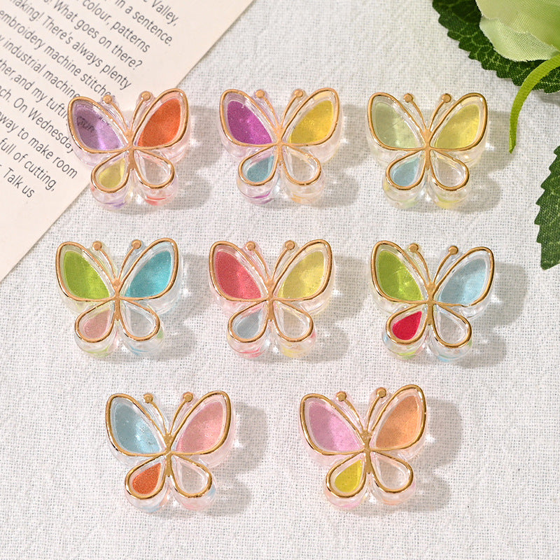 Glided Clear Rainbow Butterfly Acrylic Beads 22mm 50pcs 3