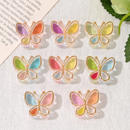 Glided Clear Rainbow Butterfly Acrylic Beads 22mm 50pcs 3