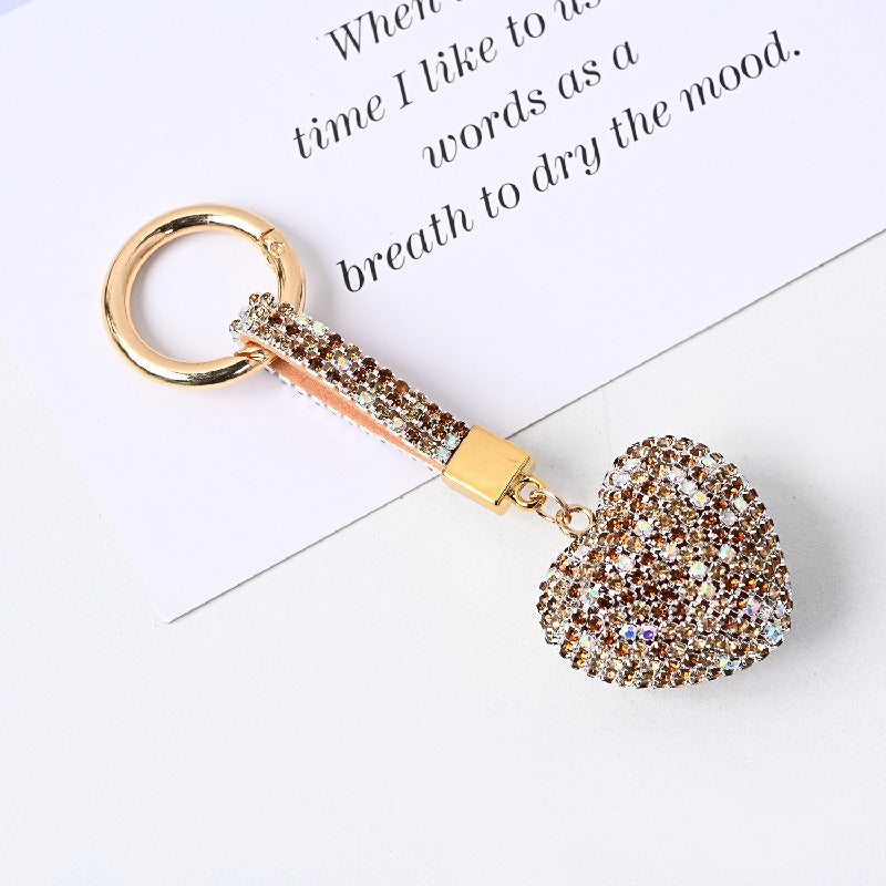 Diamond Encrusted Crystal Heart Keychain Alloy Multiple Colors 3