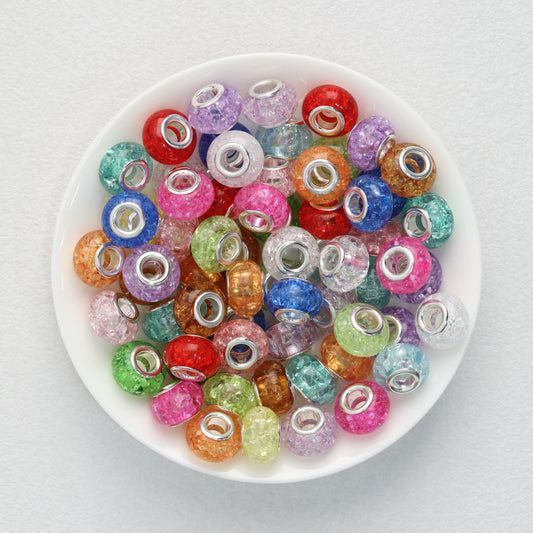 Acrylic Spacer Beads 14mm Crackle Large Hole 50pcs