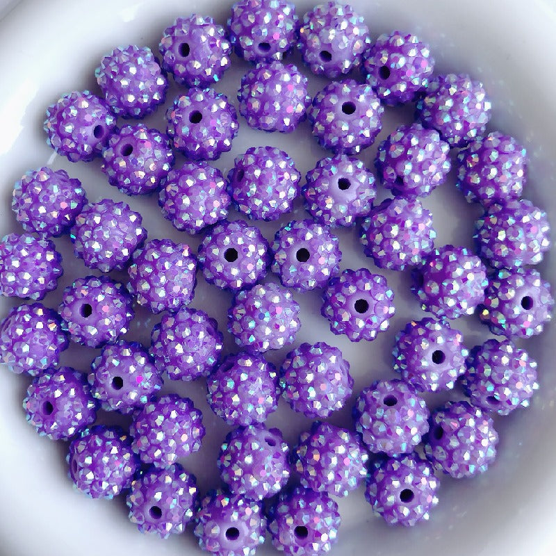 Bubblegum Round Rhinestone Beads 14mm Textured Shimmer 50pcs 6