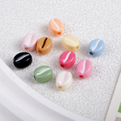Macaron Colored Coffee Bean Acrylic Beads 9mm Glossy Finish 50pcs 2