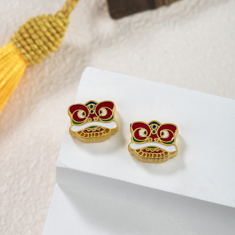 Enamel Alloy Metal Beads New Year Good Luck Series 20pcs