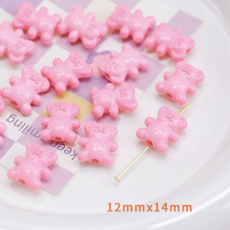 Colorful Bear Acrylic Beads 12x14mm Playful Design 20pcs 6