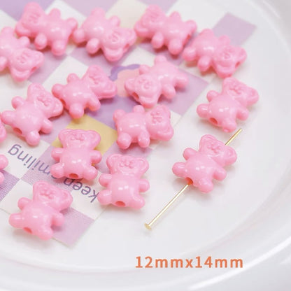 Colorful Bear Acrylic Beads 12x14mm Playful Design 20pcs 6