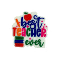 Silicone Focal Beads Best Teacher Ever Colorful Lettering Apple Pencil 20pcs