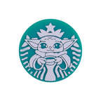 Silicone Focal Beads Starbucks Yoda Holding Cup Teal Color 20pcs