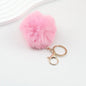 Pom Pom Keychain Fluffy Imitation Rex Rabbit Fur Ball 8cm With Lobster Clasp - 25# watermelon red