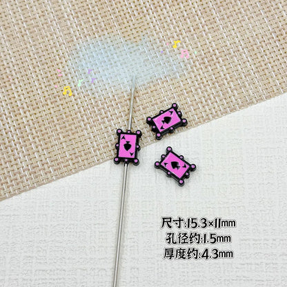 Baking Painted Poker Metal Beads 15mm Colorful Whimsical Design 10pcs 22