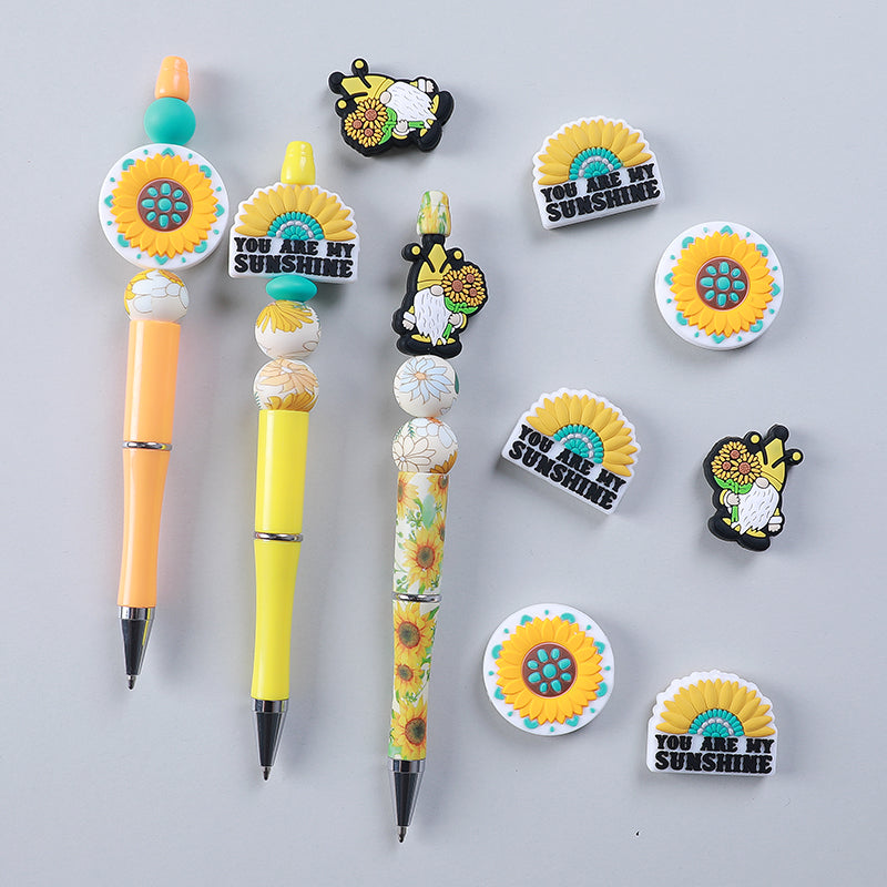 Silicone Focal Beads Daisy You Are My Sunshine Text 20pcs 7
