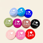 Silicone Focal Beads I Love Dad Embossed Text Solid Color 20pcs
