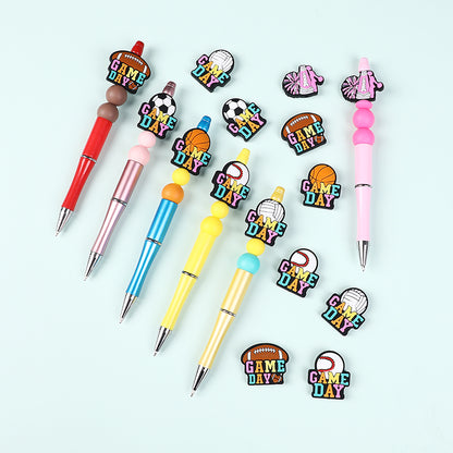 Silicone Focal Beads Ball Game Match Day Text 20pcs 8
