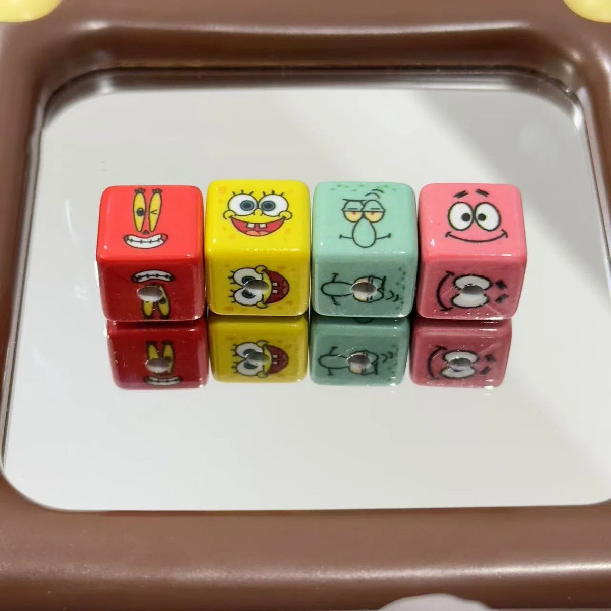 Spongebob Square Acrylic Square Beads 16mm Vibrant Cartoon Faces 10pcs
